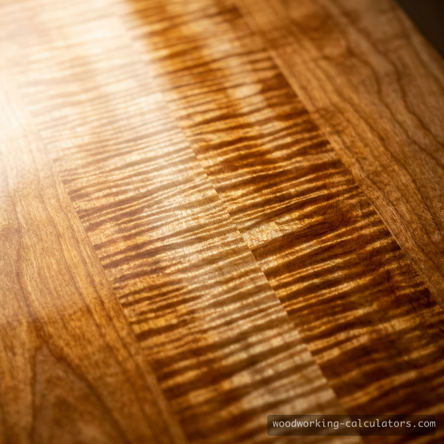 Curly maple showing alternating light and dark bands