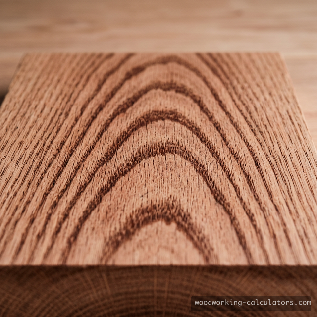 Red Oak grain pattern with prominent cathedral arches